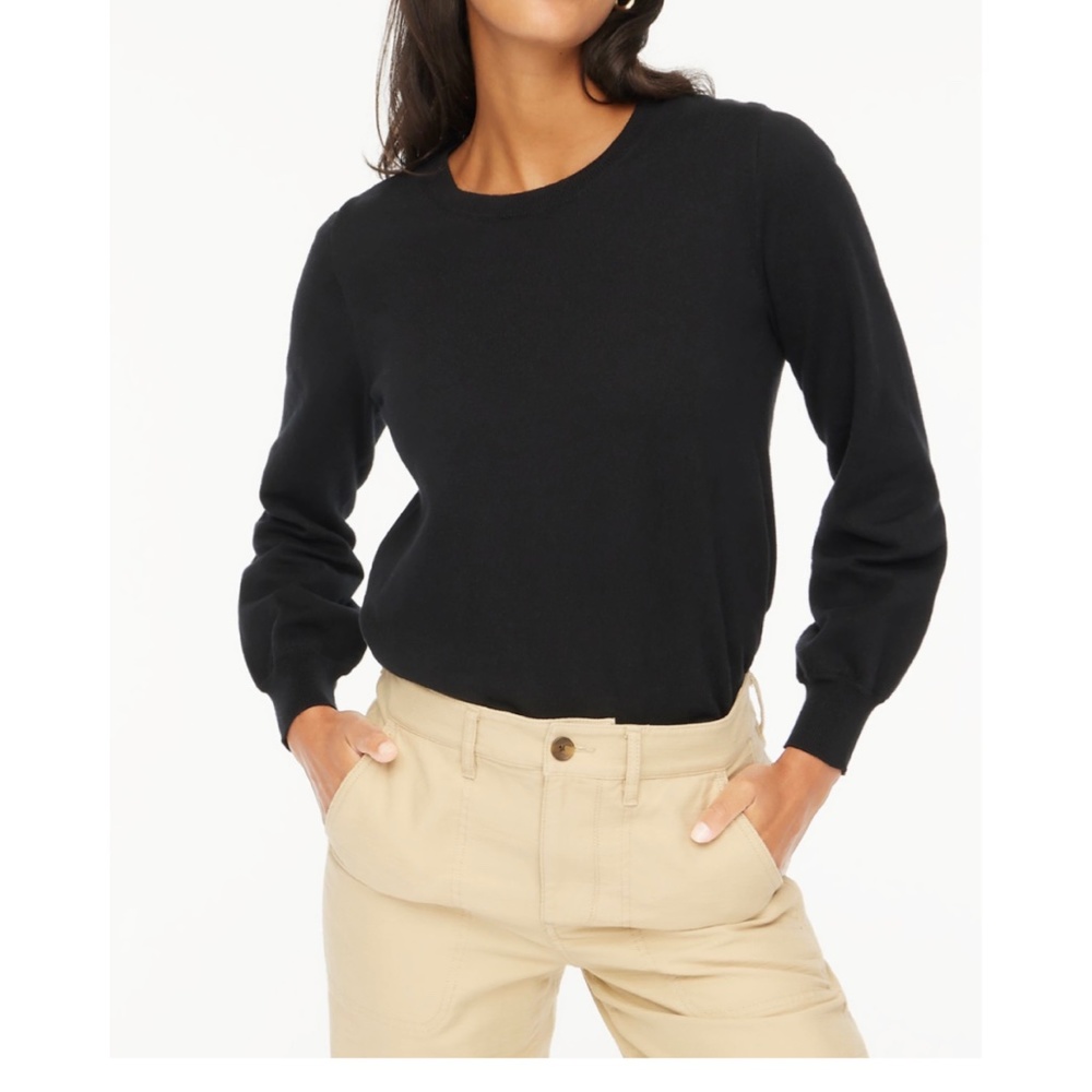 New J.Crew Cotton-blend puff-sleeve sweater